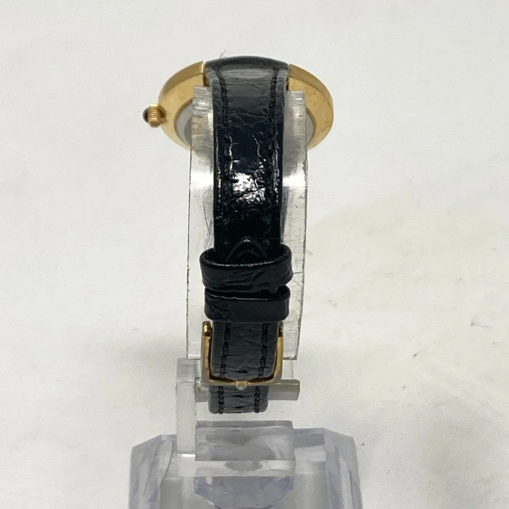 Vintage Gruen Women's Watch Red Crystals Gold Tone 26mm Bling New Battery 7.25